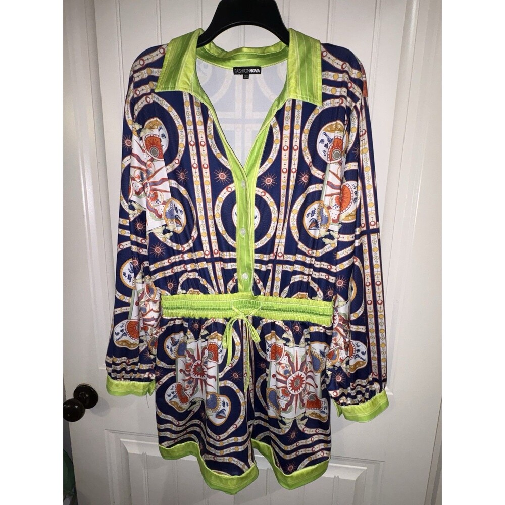 Fashion Nova Romper Long sleeves Nautical Sun Plus Sz 1x Cute!! - Picture 4 of 8
